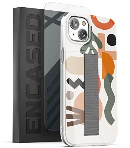 Encased Bando Series Designed for iPhone 14 PLUS Case with Hand Strap Loop and Screen Protector, Retail Packaging (Earthy Design)