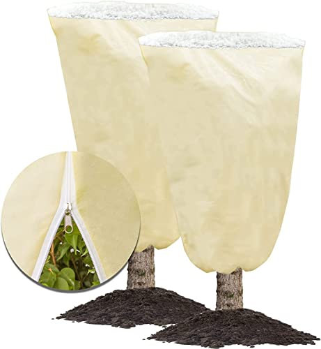 Hydrogarden 1 Stück Winterschutz Vlieshaube EXTREM beige, 200 x 240cm 80g/qm extrem haltbar – Kübelpflanzensack atmungsaktiv Olivenbäume, Palmen/Frostschutz Pflanzen/Reißverschluss