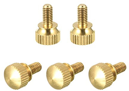 sourcing map 5 Stück Rändel Schrauben M4x8mm Messing Schulter Bolzen Stufengriffknöpfe Befestigung für PC Elektronisch Mechanisch