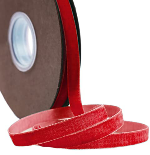 20 Yard Samtband Schleifenband,15mm Samtbänder Samtborte Samt Dekoband Geschenkband Schmuckband Stoffband Festival Bänder für DIY Basteln Blumenstrauß Hochzeit Geburtstag Geschenke Verpackung,Rot