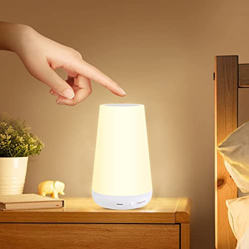 Taipow LED Nachttischlampe Touch Dimmbar Rgb mit Fernbedienung, Nachtlicht mit 13 Farben - Weiß