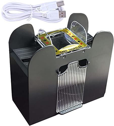 Mélangeur de Cartes Automatique pour 4 Deck Poker Batteurs de Cartes de Casino Portables Mélangeur électrique alimenté par USB/Batterie, Jeux de Cartes domestiques, Poker, rami, Blackjack