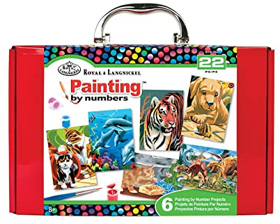 Pracht Creatives Hobby Royal & Langnickel - Malen nach Zahlen Tiere, 6 Bilder, Farben und Pinsel, im Koffer, für Erwachsene und Kinder ab 8 Jahren