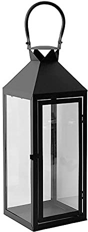 Mojawo XXL Luxus Gartenlaterne aus rostfreier Edelstahl Windlicht Laterne Glas H54 cm, Farben:Schwarz