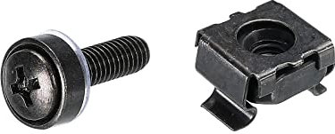 PATIKIL Rack Mount Cage Nuts M5x15mm Mounting Screws Iron Zinc Plated for Server Rack Cabinets with Washers, Black 10 Sets