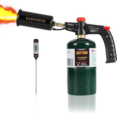 POWERFUL Grill Torch Charcoal Torch Lighter, Campfire Starter,Sous Vide,Kitchen torch,Grill & Cooking Propane Torch included a Meat Thermometer Kit for Charcoal Starter, BBQ Searing(Fuel Not Included)