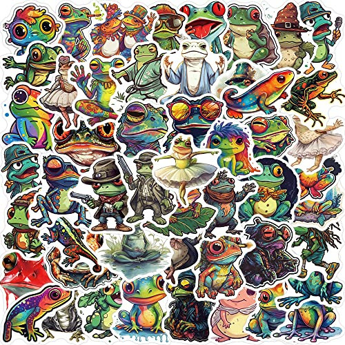 Psychedelischer Frosch Aufkleber 50Pcs Coole Aufkleber für Wasserflaschen Laptop Sammelalben, Gitarren, Gepäck, Fahrrad, Telefon, Skateboards|Teenager, Mädchen, Kinder Aufkleber