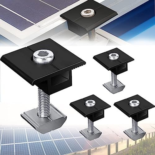 Teokantz 4 morsetti centrali da 30 mm, colore nero, connettore solare regolabile, morsetti modulari, morsetti fotovoltaici, supporto in alluminio, montaggio modulo PV