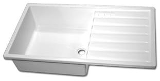 Evier plastique blanc avec égouttoir pour caravane et camping-car