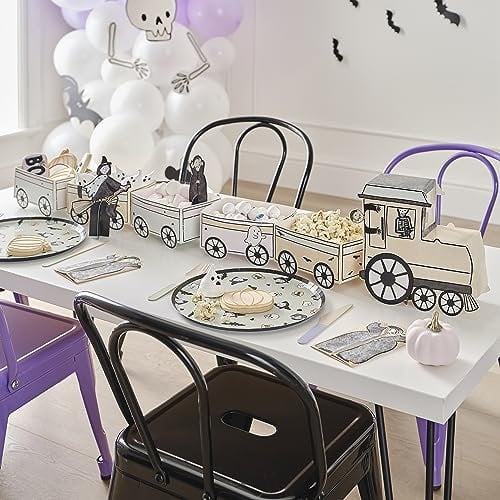 Ginger Ray Halloween Ghost Train Treat Sandwiches & Cake Stand with Pop Up Characters Tabletop Decoration, White