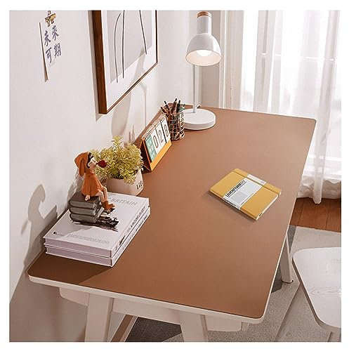 Large Leather Desk Mat, Desk Protection Mat, Table Desk Writing Mat, Large PU Leather Mouse Mat, Waterproof Protector, Notepad (60 x 140 cm, Brown)