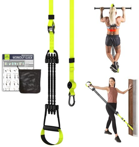 RHINOSPORT Pull Up Bands Resistance Bands Sling Trainer Suspension training Pull Up Assistance Bands with Door Anchor Workout Exercises Resistance Home GYM