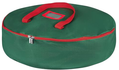 Christmas Wreath Storage Bag, 60x18cm Waterproof Garland Storage Box with Card Slot, 600D Oxford Fabric Large Christmas Tree Decoration Bags, Wreath Bags Organiser for Xmas Ball Decor (76cm, Green)