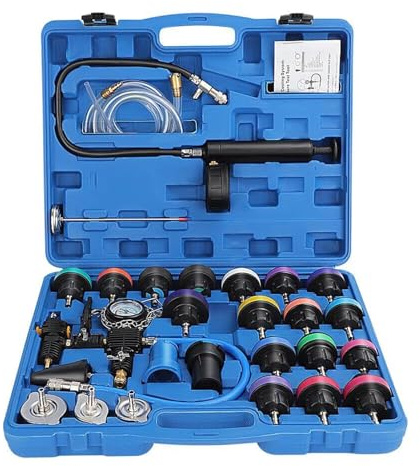 Holdfiturn 28Pcs Radiator Pressure Tester Kit - Universal Cooling System Diagnostic Tool Professional Radiator Leak Detection Coolant Filling Kit for Cars