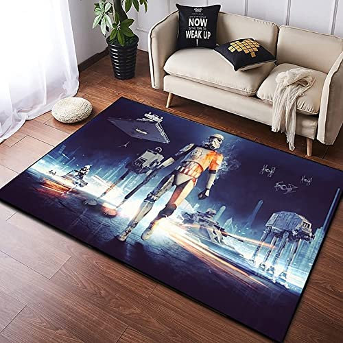 Teppich 3D Star Wars Muster, weicher Flanell Teppich für Wohnzimmer Schlafzimmer Dekor, Fußmatte für Kinderzimmer.,120 * 160cm