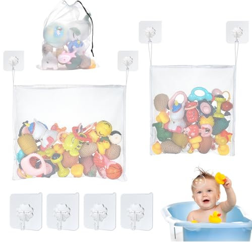 Aolso Red de Juguetes y Organizador de Baño - 3 Piezas de Almacenamiento de Malla para Artículos de Tocador y Juguetes en el Cuarto de Baño