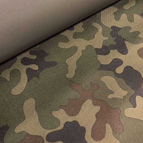 PINaPIN Wasserdichter Polyesterstoff 100% Polyester Stoffe meterware zum nähen Gartenmöbel, Schirme, Vorhänge für Garten KODURA 100x150 cm (Braunes Militärisches Muster)