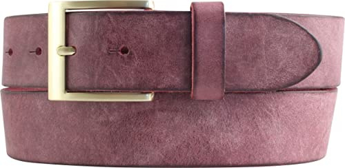 BELTINGER Herren-Gürtel aus weichem Vollrindleder Vintage-Look 4 cm | Jeans-Gürtel für Herren 40mm | Ledergürtel mit goldener Gürtelschließe Used-Look | Bordeaux 95cm