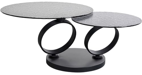 Kare Design Couchtisch Beverly Bubble, Schwarz, Elegant, Sicherheitsglas, Stahl, 360 Grad drehbar, Wohnzimmertisch, Home Office, Sofatisch, Beistelltisch, 41x133x80 cm (H-B-T)