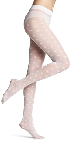 FALKE Damen Strumpfhose Snow Dot 25 DEN W Ti transparent gemustert 1 Stück, Weiß White 2209, M-L