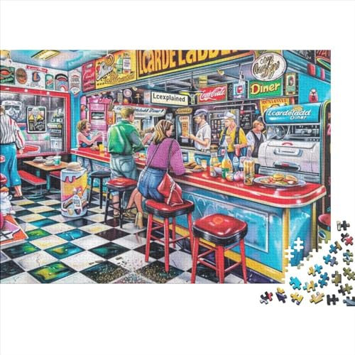 3D-Puzzle 1000 Teile Für Erwachsene Colorful Restaurant 1000-teiliges Puzzle Lernspiele Heimdekorationspuzzle 1000pcs (75x50cm)