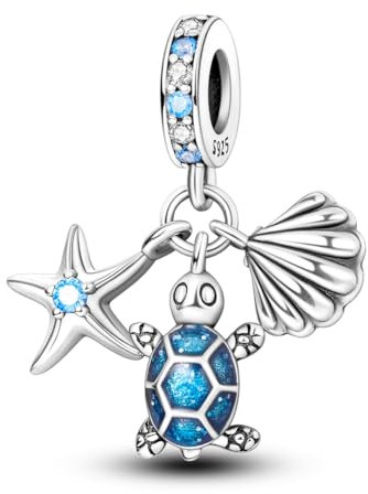 NARMO Charms für Armband 925 Sterling Silber Dangle Charms Schildkröte und Seestern Charms