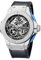 FEICE Montre Homme Squelette Automatique Analogique avec Miroir Saphir Acier Inoxydable Bracelet Silicone Noir Ø42.5mm FM701