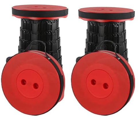 Rshuhx 2pcs Sgabello Pieghevole Portatile,Adulto Sedia Pieghevole, Sgabello da Campeggio,Sgabello Leggero Retrattile per Barbecue All'aperto Sgabello da Pesca Carico Massimo 460lbs/210kg(Rosso)