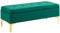 HOMCOM Sitzbank mit Stauraum, Polsterbank mit Samtoptik, Metallbeine, Bettbank für Wohnzimmer, Schlafzimmer, Flur, 120 x 44 x 44,5 cm, Grün