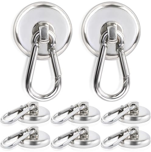 MAGXCENE 8 Stück Magnethaken Extra Stark, Last bis 30kg 360° Drehbar Magnet Haken, 36mm Neodym Magnete mit Haken, Magnet Haken sehr Stark Magnetischer Haken für Küche Camping Garage Büro