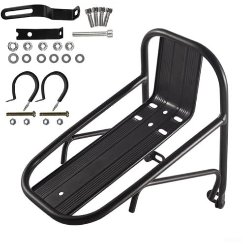 Porte-bagages avant en alliage d'aluminium pour vélo de montagne - Convient pour le cyclisme (porte-bagages + pince)