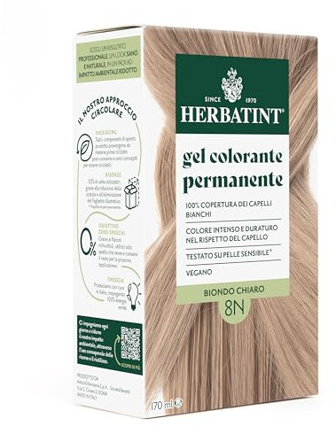 Herbatint Permanente Haarfarbe 8N Hellblond – 170 ml | Ammoniakfrei, 100% Abdeckung für weißes Haar | für empfindliche Haut, mit 8 natürlichen Bio-Extrakten
