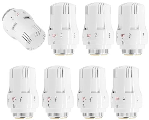 Lot de 8 têtes thermostatiques pour radiateur - M 30 x 1,5 - Tête de rechange - Tête de robinet de radiateur - Tête de robinet de radiateur - Tête de vanne de thermostat - Cheminée de chauffage