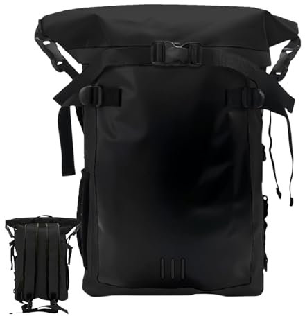 DRY BAG Rucksack - 30L Wasserdichter Rollrucksack Großer Rucksack Wasserdicht | Wanderrucksack Trockenrucksack Rucksackgurte Wanderrucksack Leicht Faltbar Wanderrucksack Wasserdicht für, Schwarz , Se