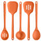 U-Taste Extra Long Silicone Kitchen Utensils, 5 Pcs 315℃ Heat Resistant Food Grade Cooking Tools Non-Stick Silicone Spatula Turner Spoon Set for Mixing Serving Frying Stirring Draining (Orange)