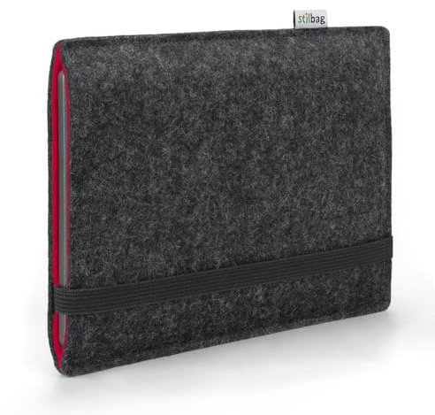 Stilbag Finn Étui de protection pour liseuse Amazon Kindle Paperwhite 12 (2024) - Couleur : anthracite/rouge - Fabriqué en Allemagne