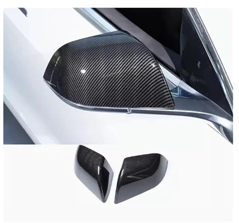 Auto Spiegelkappen Für Tesla Für Modell 3/Für Modell Y Ersetzen Auto Zubehör Rückspiegel Shell Cap Gehäuse Flügel Tür Seite Spiegel Abdeckung Abdeckungen Seitenspiegel(Carbon fibe A)