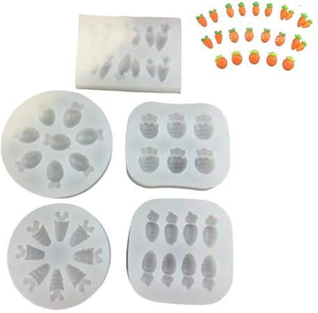 Eterspr 5 Stück Mini-Gummiform, Karotten-Silikonform, Oster-Silikonform zum Backen, Kekse, Pudding, Gelee