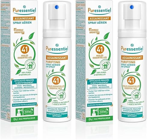 Puressentiel – Assainissant - Spray Aérien aux 41 Huiles Essentielles - 100% pures et naturelles - Efficacité prouvée contre les virus, germes et bactéries – Traite la pollution de l’air – 75 ml