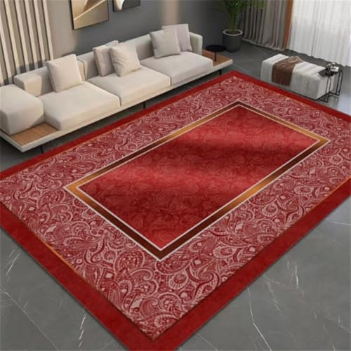 RUGMRZ Teppich Orientalisch 200X250Cm Kleiner 19 Schallschutz Vintage Licht Luxus Gold Diamant Samt Wohnzimmer Abstrakt Rot
