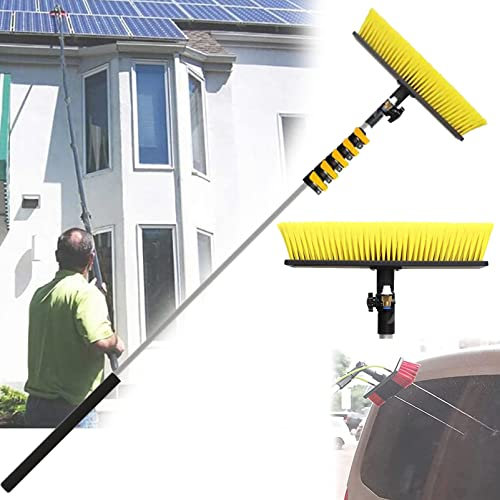 JHKJDS Kit per la Pulizia dei vetri con Asta di prolunga, pulitore per vetri da Esterno, Sistema di Pulizia dei Pannelli solari, Asta telescopica Estensibile, Spazzola a spruzzo alimentata ad acqu