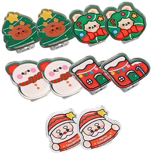 HYTROVE 10pezzi Fermagli Natalizi in Acrilico Forma di Cartone Animato Porta Biglietti di Natale Fermaglio per Foto per Feste Decorazioni Natalizie Morsetto per Promemoria