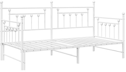 vidaXL Cama Convertible con Trundle Blanca Metal Diseño Que Ahorra Espacio para Dormitorio 90 X 190 cm Moderna Mueble Flexible Individual