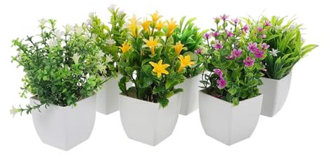 Yardenfun 6 Piezas Plantas Artificiales Macetas de Decoración de Escritorio con Flores Falsas Plantas de Interior Realistas para Hogar y Oficina para Modernos