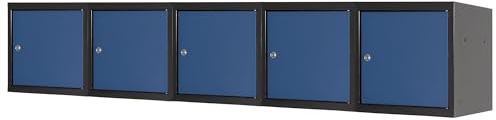 PROREGAL Mega Deal | 5X Schließfachwürfel Blocky mit Zylinderschloss + 2 Schlüssel | HxBxT 40x40x40cm | Anthrazit/Enzianblau | Schließfachschrank Metallspind Wertfachschrank