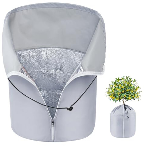 NUTKIT Housses Thermiques pour Plantes en Pot, 65 x 70CM Sac de Protection pour Pot de Fleurs, Housse d'hiver pour Pot de Fleurs avec Fermeture Éclair et Cordon, pour Plantes Protection hivernale