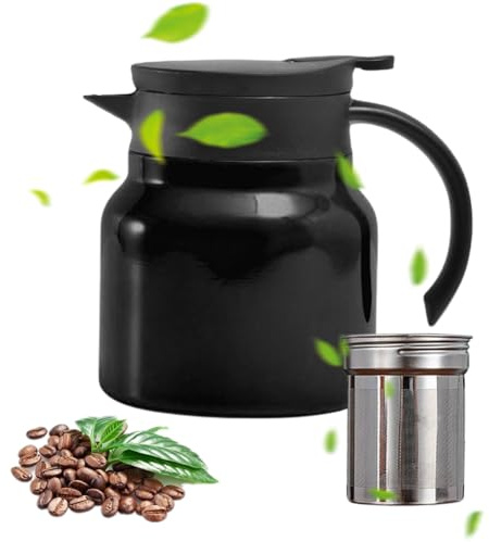 DASIAUTOEM Cafetera térmica, 1 L, termo de 1000 ml con filtro de acero inoxidable, tetera con filtro, para té, café, bebidas calientes, casa, oficina, casa