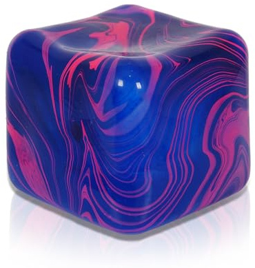 Copfeqyr Großer Anti Stress Ball 7 cm Flow Muster – Squishy Ice Cube Knautschball, Sensorisches Fidget Spielzeug für Kinder und Erwachsene, Geschenkbox (Blue)