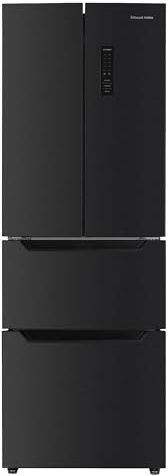 Russell Hobbs 320L French Door Fridge Freezer in Black Steel, Total No Frost, Automatic Defrost, Super Freeze Function, LED Display, and Adjustable feet, 186H x 60W x 69D cm, RH186FDFF602E1BS