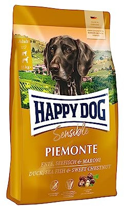 Happy Dog 60445 - Sensible Piemonte Ente Seefisch Maroni - Trockenfutter für ausgewachsene Hunde - 1 kg Inhalt